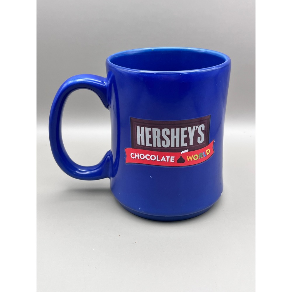 Vtg. 1999 Hershey's Chocolate World Blue Coffee Mug Reese's Kiss Mascot Souvenir